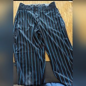 Men's Medium Stinger Baseball Pants Full Length Adjustable Hem Black Blue